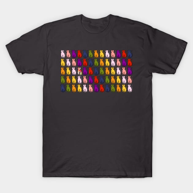 Clowder of Cats in Rainbow Colors T-Shirt by ellenhenryart